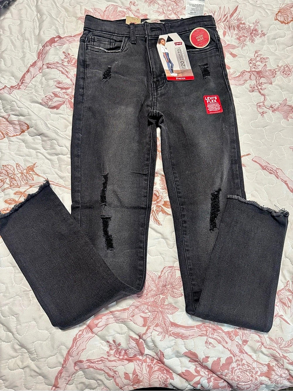 Girls Levi's 501 '90s Skinny High Rise Distressed Black Jeans